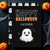 Black Schattige Ghost Spooky Custom Happy Hallowee Feestdagenkaart