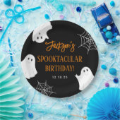 Black Schattige Ghost Spooky Halloween Verjaardag Papieren Bordje (Feest)