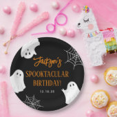 Black Schattige Ghost Spooky Halloween Verjaardag Papieren Bordje (Feest)