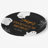 Black Schattige Ghost Spooky Halloween Verjaardag Papieren Bordje (Gekanteld)