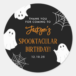 Black Schattige Ghost Spooky Halloween Verjaardag Ronde Sticker