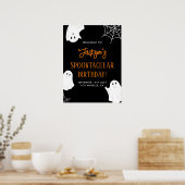 Black Schattige Ghost Spooky Verjaardag Welkom Tek Poster (Keuken)