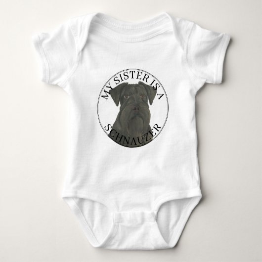 Black Schnauzer Dog Big Sister Romper (Voorkant)