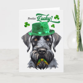 Black Schnauzer Dog Feelin' Lucky St Patrick's Day Feestdagen Kaart