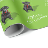 Black Schnauzer Dog Merry White Cadeaupapier (Rol Hoek)
