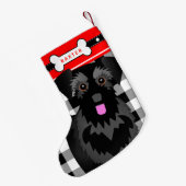 Black Schnauzer Dog Old Fashioned Play Small Chri Kleine Kerstsok (Achterkant (Hangend))