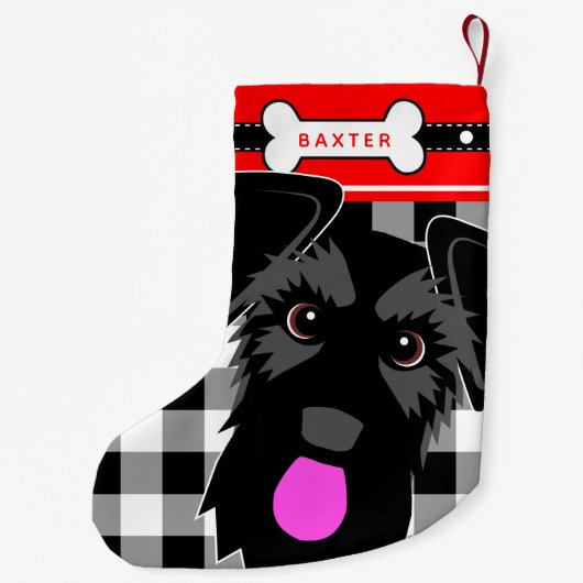 Black Schnauzer Dog Old Fashioned Pset Kleine Kerstsok (Achterkant)