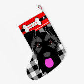 Black Schnauzer Dog Old Fashioned Pset Kleine Kerstsok (Achterkant (Hangend))