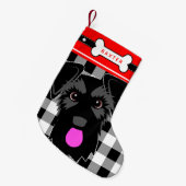 Black Schnauzer Dog Old Fashioned Pset Kleine Kerstsok (Voorkant (Hangend))