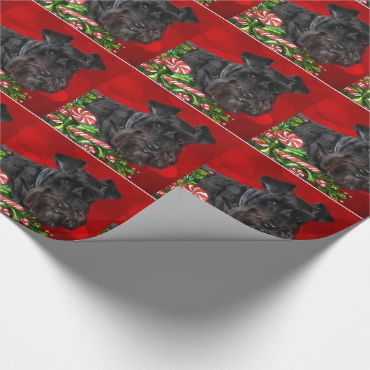 Black Schnauzer Kerstmis Cadeaupapier (Hoek)