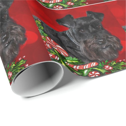 Black Schnauzer Kerstmis Cadeaupapier (Rol Hoek)