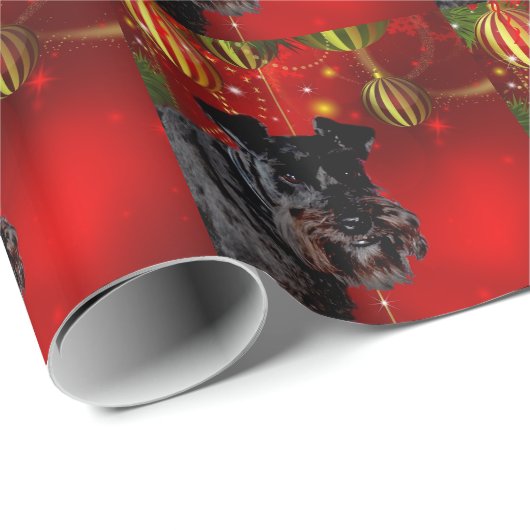 Black Schnauzer Kerstmis Cadeaupapier (Rol Hoek)