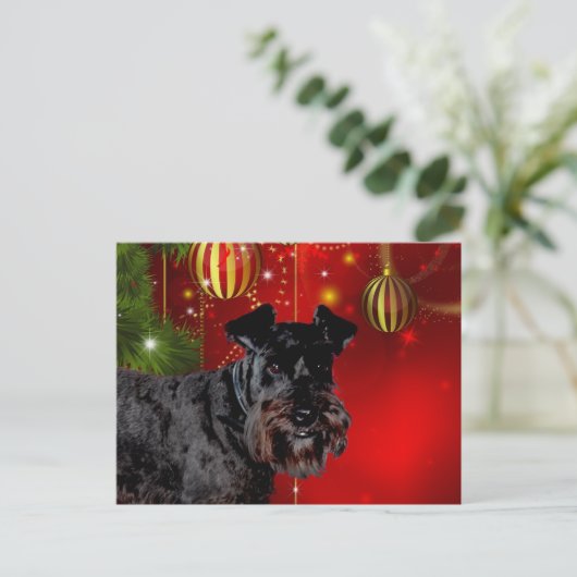 Black Schnauzer Kerstmis Feestdagenkaart (Staand voorkant)