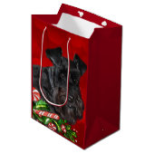 Black Schnauzer Kerstmis Medium Cadeauzakje (Voorkant Gekanteld)