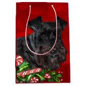 Black Schnauzer Kerstmis Medium Cadeauzakje (Voorkant)