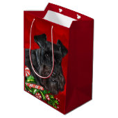 Black Schnauzer Kerstmis Medium Cadeauzakje (Achterkant Gekanteld)