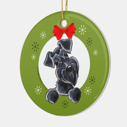 Black Schnauzer Natural Ears-kerst Keramisch Ornament (Links)