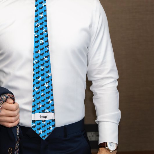 Black Scottie Dog Monogram Stropdas