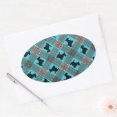 Black Scottie Dog Plaid Tartan Ovale Sticker (Envelop)
