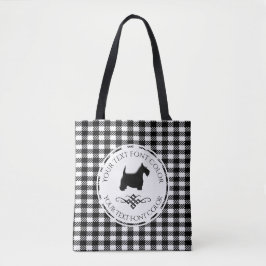 Black Scottie Flourish Buffalo Pattern Tote Bag