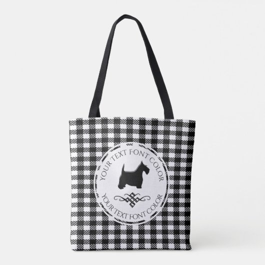 Black Scottie Flourish Buffalo Pattern Tote Bag (Achterkant)