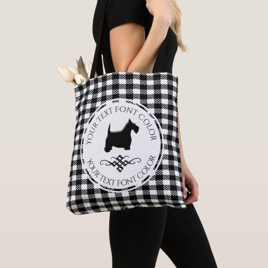 Black Scottie Flourish Buffalo Pattern Tote Bag (Dichtbij)