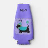 Black Scottie hondennaam personaliseren Monogram Flesjeskoeler (Voorkant)