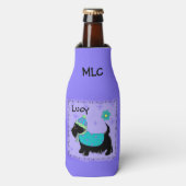 Black Scottie hondennaam personaliseren Monogram Flesjeskoeler (Fles Voorkant)