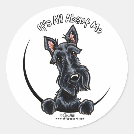 Black Scottie IAAM Ronde Sticker (Voorkant)