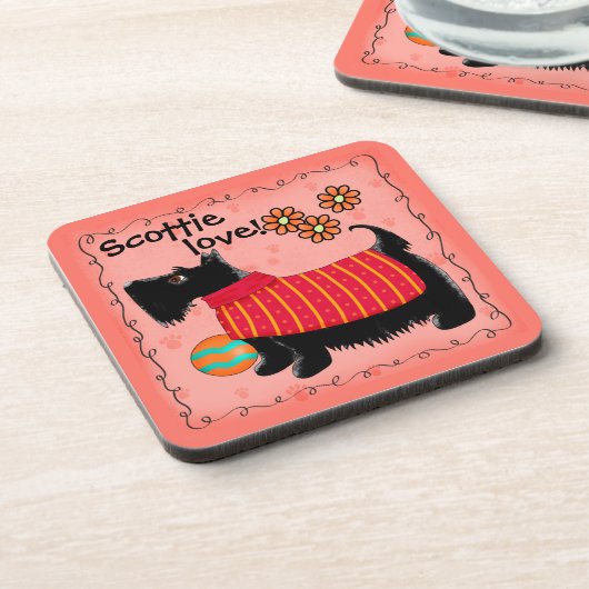 Black Scottie Terrier Dog Love Personated Green Bier Onderzetter (Linkerzijde)