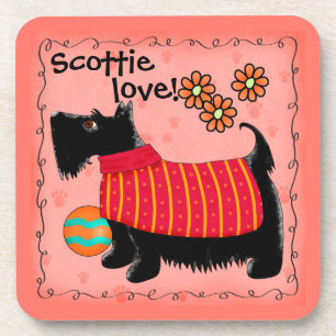 Black Scottie Terrier Dog Love Personated Green Bier Onderzetter