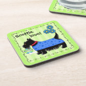 Black Scottie Terrier Dog Love Personated Green Onderzetter (Linkerzijde)