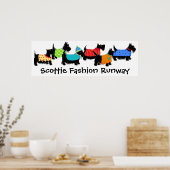 Black Scottie Terrier Dogs Mode Runway Art Poster (Keuken)