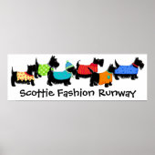 Black Scottie Terrier Dogs Mode Runway Art Poster (Voorkant)