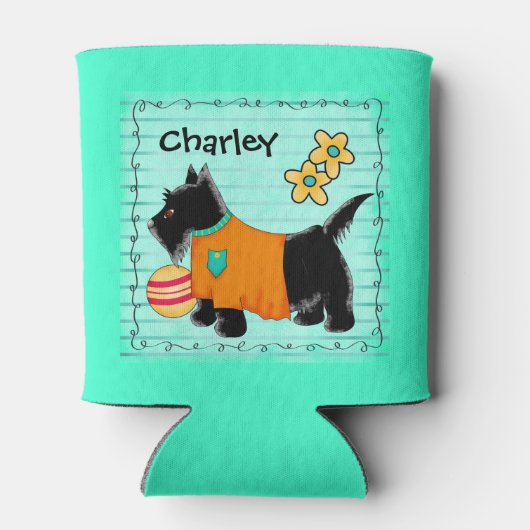 Black Scottie Terriër Hondennaam Gepersonaliseerd Blikjeskoeler (Achterkant)