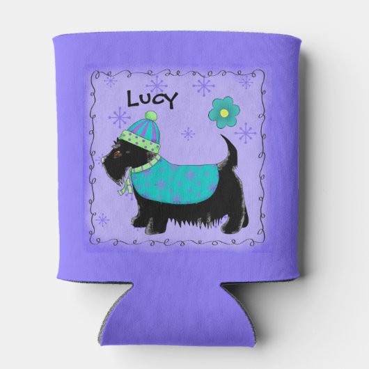 Black Scottie Terriër Hondennaam Gepersonaliseerd Blikjeskoeler (Achterkant)