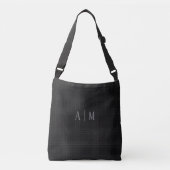 Black Scottish Tartan Custom Initial Monogram Crossbody Tas (Voorkant)