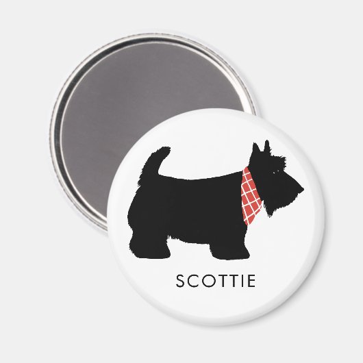Black Scottish Terrier Dog Naam toevoegen Magneet (Voorkant / Achterkant)