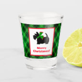 Black Scotty Dog Tartan Plaid Kerstmis Shot Glas (Voorkant)