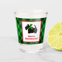 Black Scotty Dog Tartan Plaid Kerstmis Shot Glas
