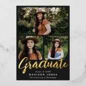 Black Script 4 foto's Uitnodiging voor afstudeerfe (Voorkant)