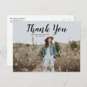 Black Script Afstuderen Bedankt Briefkaart (Voorkant / Achterkant)