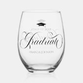 Black Script Afstuderen naam Afstuderen Wijnglas Zonder Voet (Voorkant)