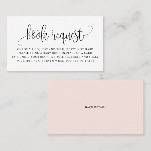 Black Script Baby shower Book Request Kaart Visitekaartje (Voorkant / Achterkant)