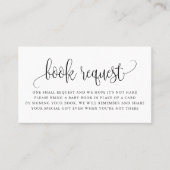 Black Script Baby shower Book Request Kaart Visitekaartje (Voorkant)