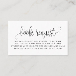 Black  Script Baby shower Book Request Kaart Visitekaartje