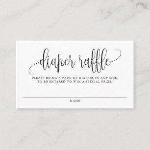 Black Script Baby shower Diaper Raffle Kaart Visitekaartje