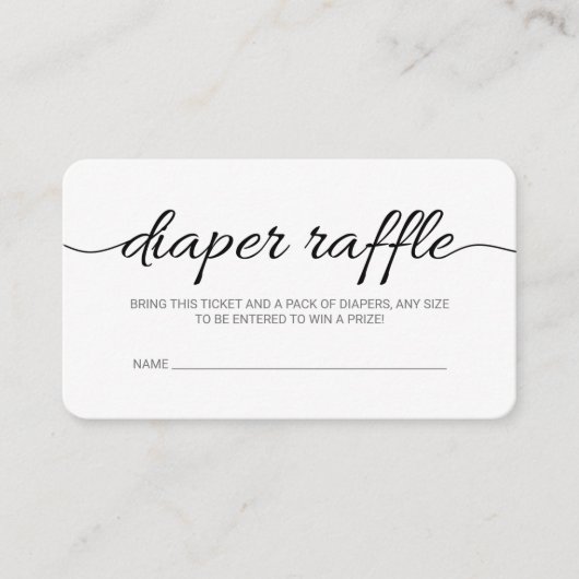 Black Script Baby shower Diaper Raffle Ticket (Voorkant)
