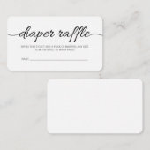 Black Script Baby shower Diaper Raffle Ticket (Voorkant / Achterkant)