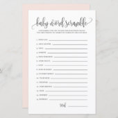 Black Script Baby Word Scramble Baby shower Game (Voorkant / Achterkant)